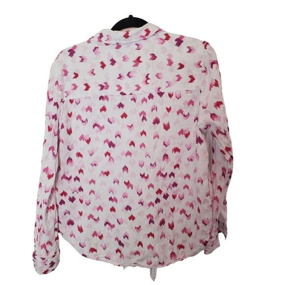 Beachlunchlounge Button Up Shirt Medium White Pink Double layer Cotton Gauze Tie - Picture 2 of 12